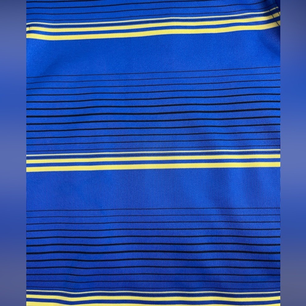 PGA Tour Golf Polo Shirt Men's XL Blue Yellow Striped Short Sleeve Performance - Picture 8 of 8